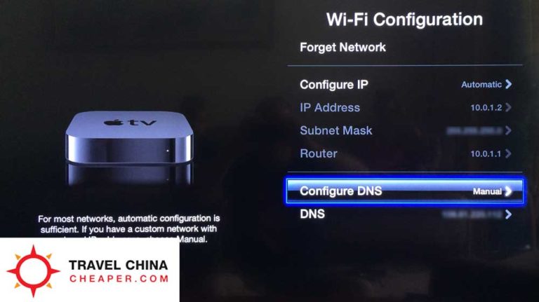 Configure the DNS setting on Apple TV