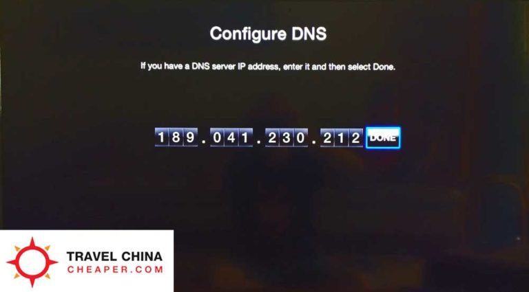 DNS configuration settings on an Apple TV
