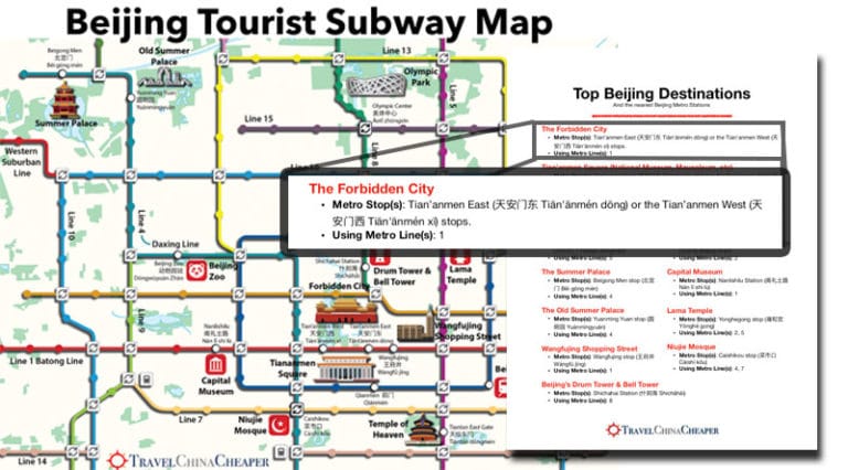 Beijing Tourist Subway Map Example 