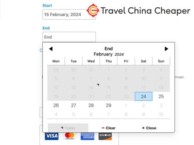 Choose dates of travel