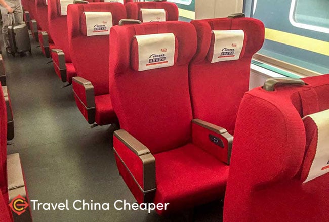 China high speed train 1st class seats