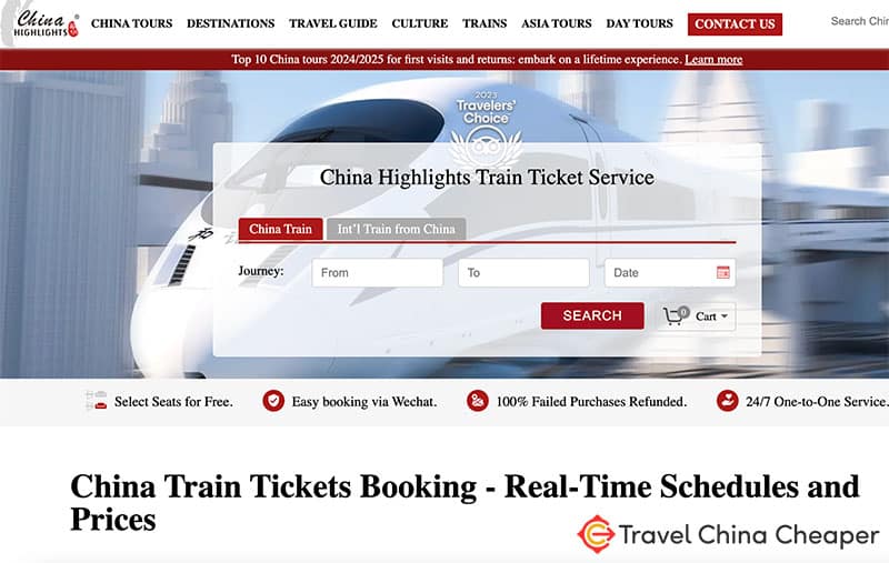 China Highlights Train homepage