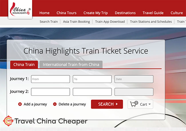 China Highlights China train tickets online search service