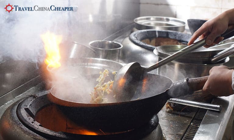A wok at a restaurant in China