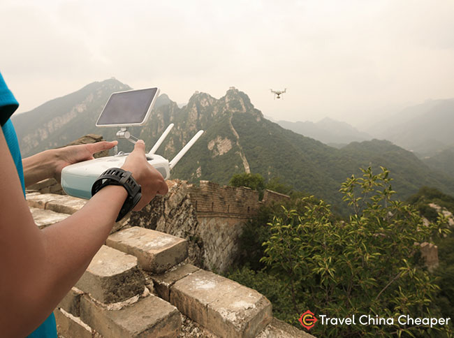 Flying a drone in China near the Great Wall of China