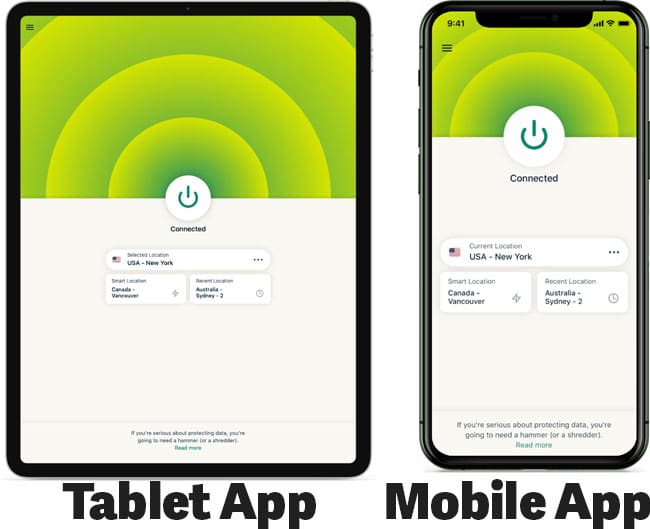 ExpressVPN mobile apps