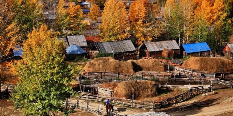 Xinjiang's Hemu Village during the fall