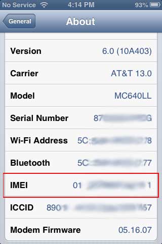 Finding your IMEI number on the iPhone