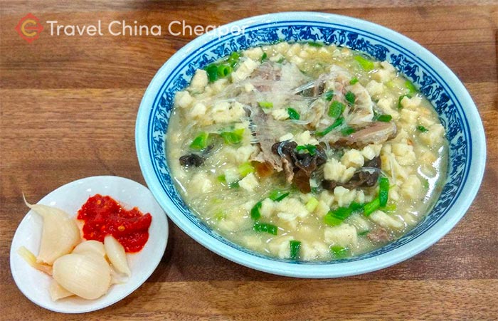 Mutton Soup (羊肉泡馍) is a popular dish in western China, which is also done as a beef alternative in eastern China.