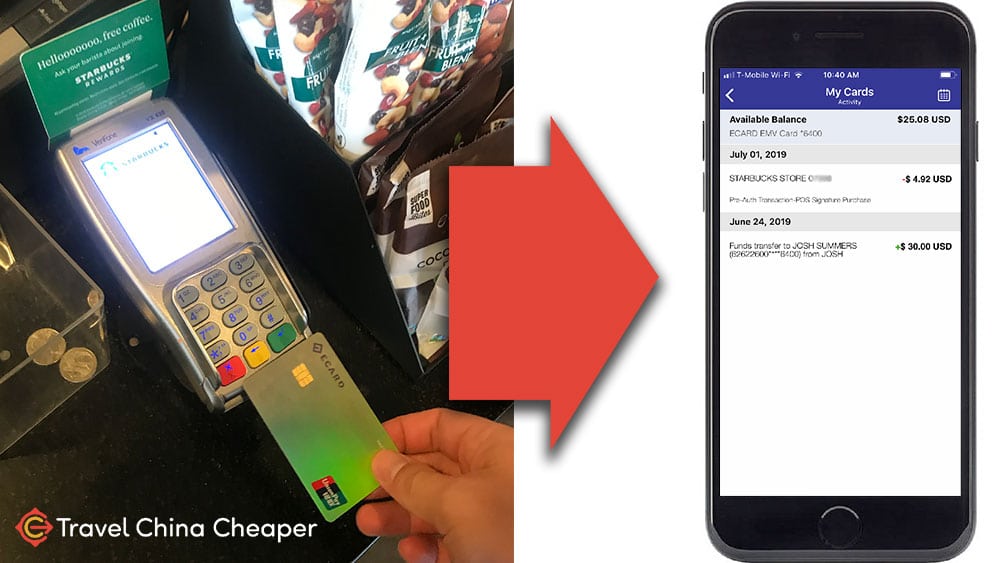 Using UnionPY at Starbucks and seeing the transaction on the app